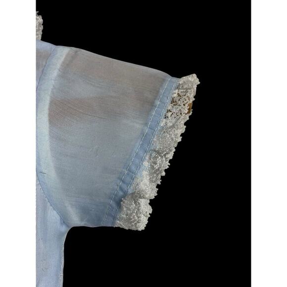 1950s Dress Little Girl Blue Peter Pan Collar Butterfly Applique 4 / 5 Vintage - Picture 8 of 11